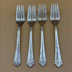 1847 Rogers Bros (IS) Her Majesty - Four Salad/Dessert Forks #7